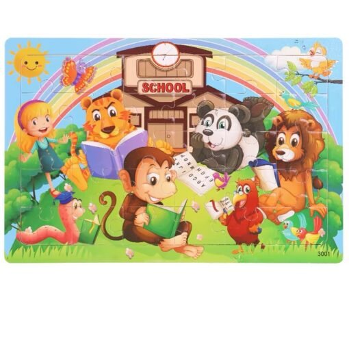 New Arrival Montessori Animal Travel Wooden Jigsaw Puzzle Board 30-Piece Toddler Learning Toys