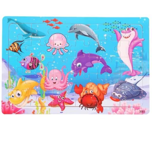 New Arrival Montessori Animal Travel Wooden Jigsaw Puzzle Board 30-Piece Toddler Learning Toys