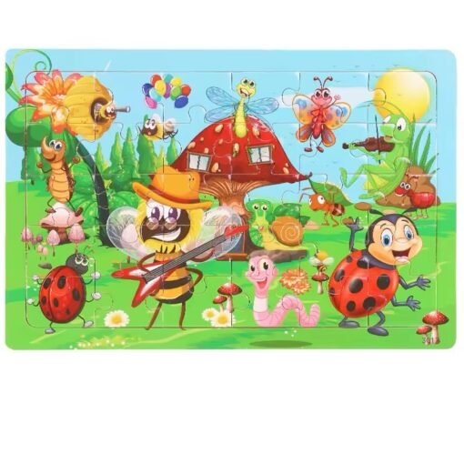 New Arrival Montessori Animal Travel Wooden Jigsaw Puzzle Board 30-Piece Toddler Learning Toys