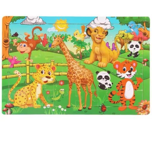 New Arrival Montessori Animal Travel Wooden Jigsaw Puzzle Board 30-Piece Toddler Learning Toys