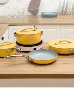 7 Pcs Non Stick Cooking Set Frying Pans Saucepans Pots and Pans Set Induction Kitchen Cookware Set