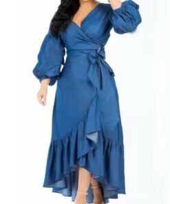 New Style Women Ruffles Design Ladies Dress Women Long Denim Dress Lady Jean Dresses