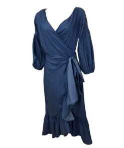 New Style Women Ruffles Design Ladies Dress Women Long Denim Dress Lady Jean Dresses