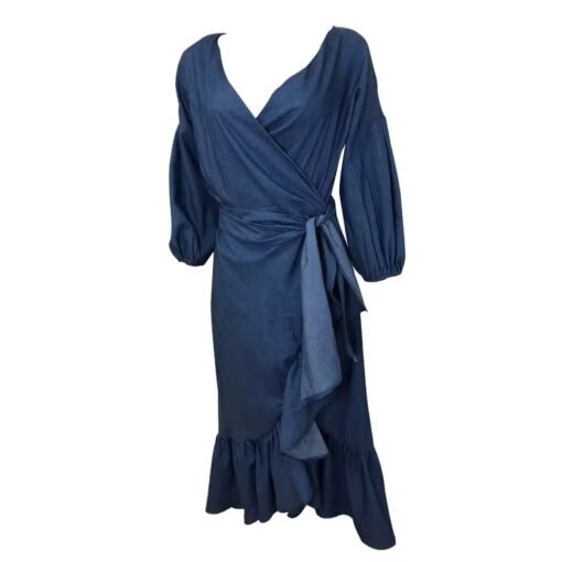 New Style Women Ruffles Design Ladies Dress Women Long Denim Dress Lady Jean Dresses