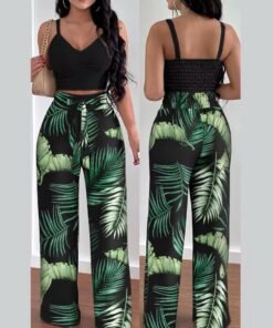 Explosive Spring and Summer New Halter Top Lace-up Trousers Casual Suit Women
