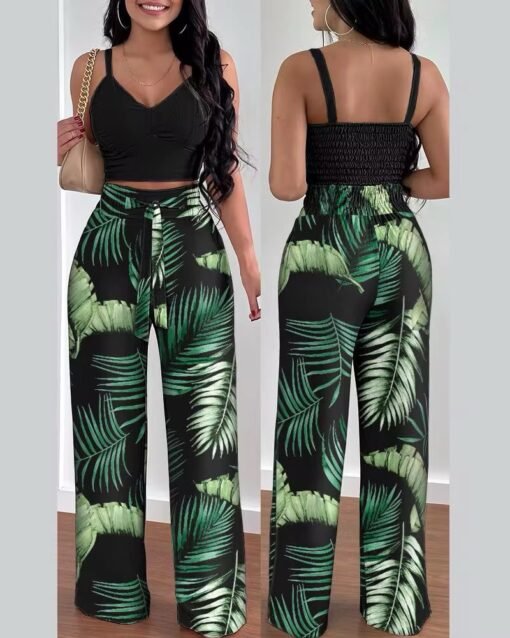 Explosive Spring and Summer New Halter Top Lace-up Trousers Casual Suit Women