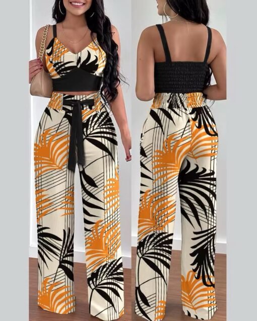 Explosive Spring and Summer New Halter Top Lace-up Trousers Casual Suit Women