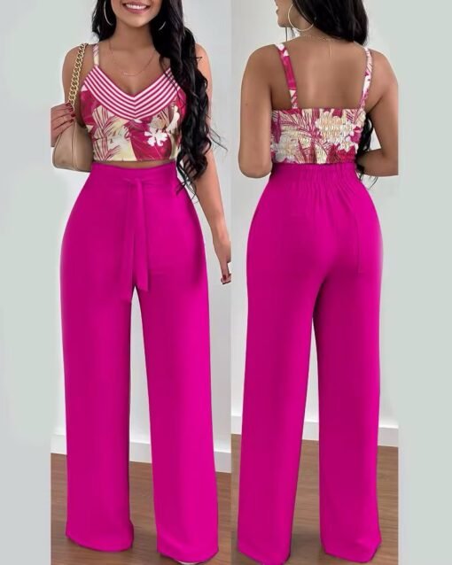 Explosive Spring and Summer New Halter Top Lace-up Trousers Casual Suit Women
