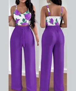 Explosive Spring and Summer New Halter Top Lace-up Trousers Casual Suit Women