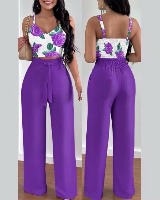 Explosive Spring and Summer New Halter Top Lace-up Trousers Casual Suit Women