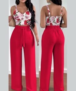 Explosive Spring and Summer New Halter Top Lace-up Trousers Casual Suit Women
