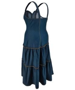 Plus Size Women's Clothing Suspender Sleeveless Zipper Jean Dresses Denim Women
