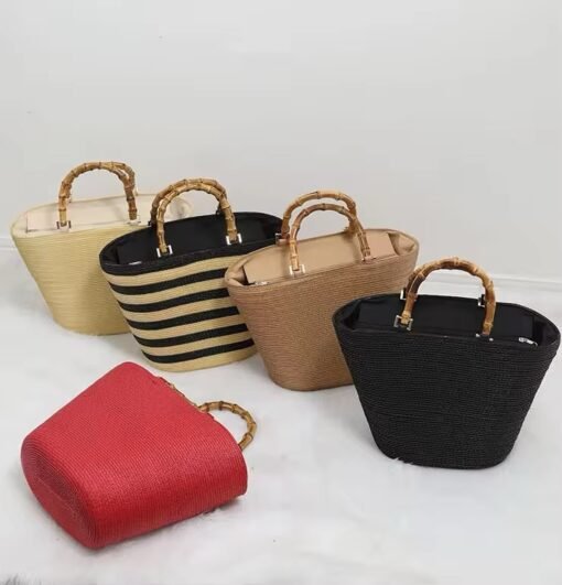 Stylish New Straw Summer handbags for Ladies Design with Bamboo Handle