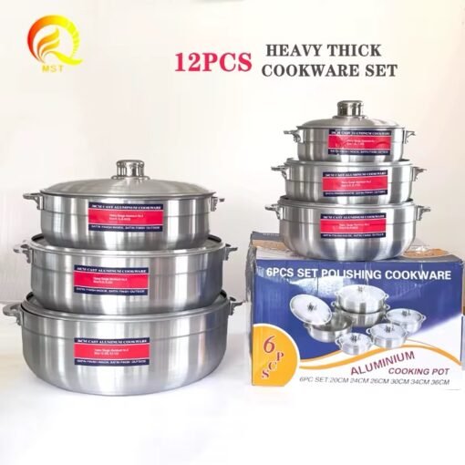 Quality Aluminum cookware set 12PCS Die Cast Casserole Forged Big Kitchenware cooking Soup Pot Set