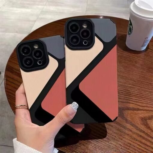 Stylish Striped iPhone Case with Color Block Design for iphone 16 15 14 Pro Max, iPhone 12/13/11 Full Cover, 7/8 Plus