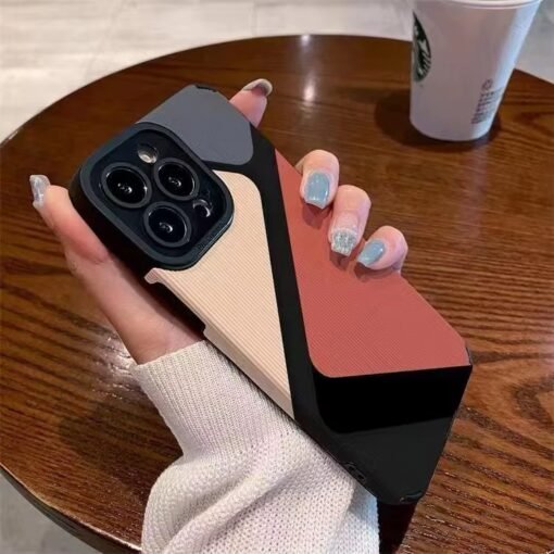 Stylish Striped iPhone Case with Color Block Design for iphone 16 15 14 Pro Max, iPhone 12/13/11 Full Cover, 7/8 Plus
