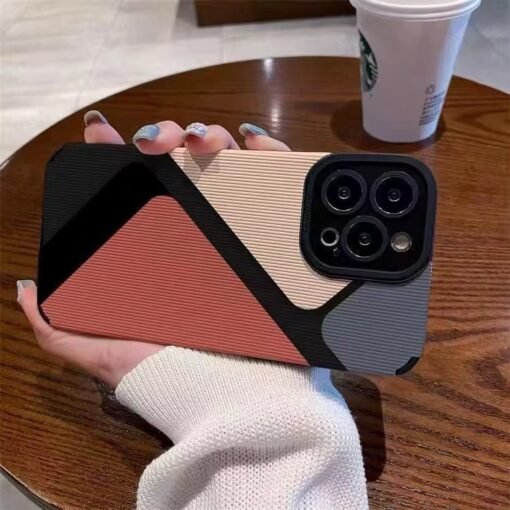Stylish Striped iPhone Case with Color Block Design for iphone 16 15 14 Pro Max, iPhone 12/13/11 Full Cover, 7/8 Plus