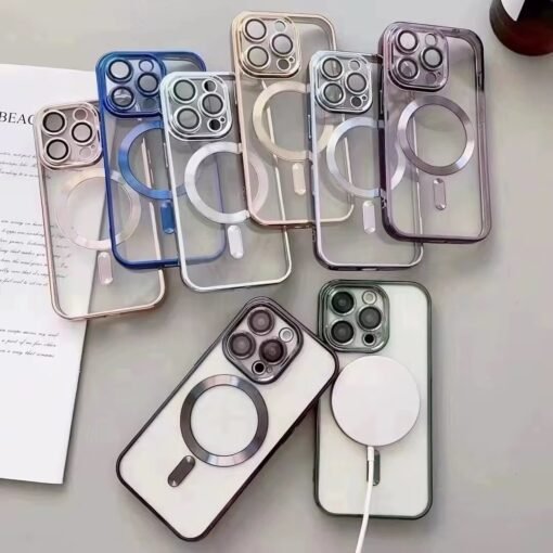 Electroplate wireless charging phone case for iphone tpu magnetic phone case for iphone 16 15 14 13 12 11 Pro max