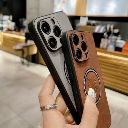 High Quality Lens Glass Protector Magnetic Mobile Phone Case For iPhone 11 12 13 14 15 16 Pro Max Leather Phone Cover
