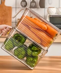 Kitchen Fresh Clear Plastic Storage Box Fridge Refrigerator Organizer Food Fruits Vegetable Storage Container With Lid