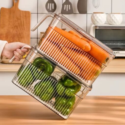 Kitchen Fresh Clear Plastic Storage Box Fridge Refrigerator Organizer Food Fruits Vegetable Storage Container With Lid