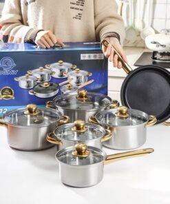 German High quality stainless steel Nonstick cookware set 12 pieces a set of Stock Pot Stew Pan cooking frying pots