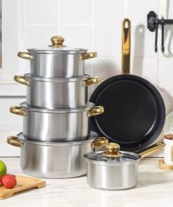 German High quality stainless steel Nonstick cookware set 12 pieces a set of Stock Pot Stew Pan cooking frying pots