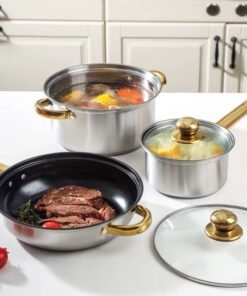 German High quality stainless steel Nonstick cookware set 12 pieces a set of Stock Pot Stew Pan cooking frying pots