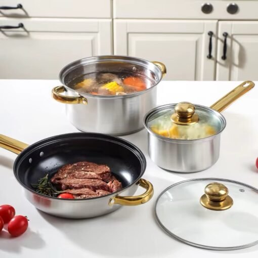 German High quality stainless steel Nonstick cookware set 12 pieces a set of Stock Pot Stew Pan cooking frying pots