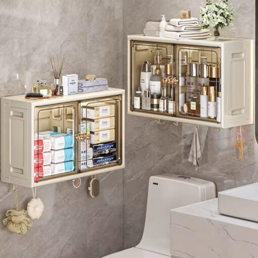 Pp Material Plastic Drawer Foldable Bathroom Storage Cabinet Over Toilet With Hooks Kitchen Spices Storage Cabinets