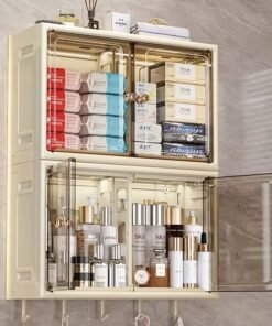 Pp Material Plastic Drawer Foldable Bathroom Storage Cabinet Over Toilet With Hooks Kitchen Spices Storage Cabinets