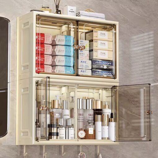 Pp Material Plastic Drawer Foldable Bathroom Storage Cabinet Over Toilet With Hooks Kitchen Spices Storage Cabinets
