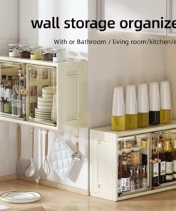 Pp Material Plastic Drawer Foldable Bathroom Storage Cabinet Over Toilet With Hooks Kitchen Spices Storage Cabinets