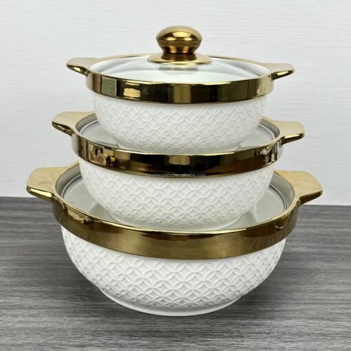 Light Luxury Cover Stock Pot Modern Design Ceramic Mixing Bowl Set Multifunctional Porcelain Soup Pot With Glass Lid