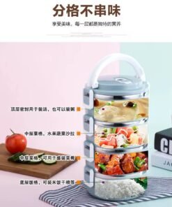 Portable 3 Layer Lunch Round Bento box Airtight Stainless Steel Lunch Box For Kids