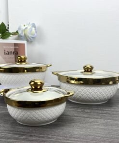Light Luxury Cover Stock Pot Modern Design Ceramic Mixing Bowl Set Multifunctional Porcelain Soup Pot With Glass Lid