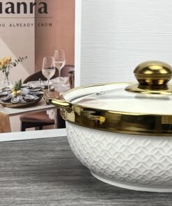 Light Luxury Cover Stock Pot Modern Design Ceramic Mixing Bowl Set Multifunctional Porcelain Soup Pot With Glass Lid
