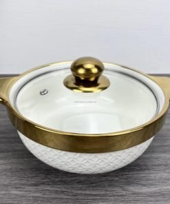 Light Luxury Cover Stock Pot Modern Design Ceramic Mixing Bowl Set Multifunctional Porcelain Soup Pot With Glass Lid