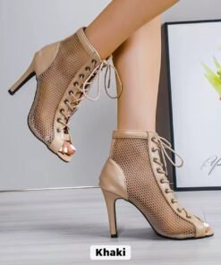 New Design Hollow Mesh High Heel Jazz Fashion Latin Comfort Peep Dance Toe Shoes Women Sandals