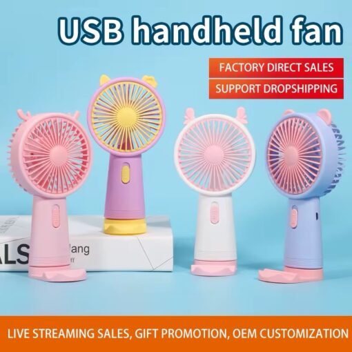 Cute Fashion Cartoon Portable Usb Charge Fan Portable Rechargeable Kawaii Anime Fan Air Cooler Small Gift Mini Fans