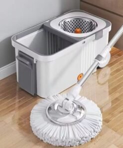360 Spin Mop Bucket Set with Wringer Set Stainless Steel Spin Mop Bucket System on Wheels for Floor Cleaning Household Cleaning