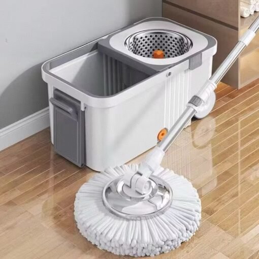 360 Spin Mop Bucket Set with Wringer Set Stainless Steel Spin Mop Bucket System on Wheels for Floor Cleaning Household Cleaning