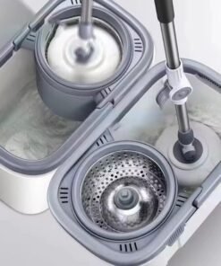 360 Spin Mop Bucket Set with Wringer Set Stainless Steel Spin Mop Bucket System on Wheels for Floor Cleaning Household Cleaning