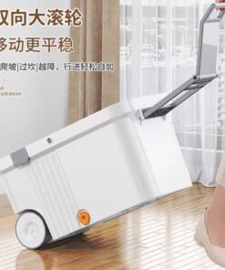 360 Spin Mop Bucket Set with Wringer Set Stainless Steel Spin Mop Bucket System on Wheels for Floor Cleaning Household Cleaning