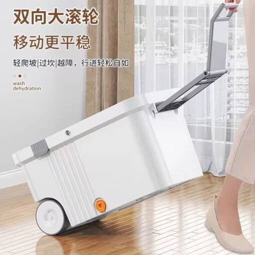 360 Spin Mop Bucket Set with Wringer Set Stainless Steel Spin Mop Bucket System on Wheels for Floor Cleaning Household Cleaning