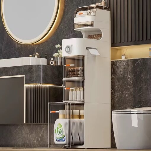 Modern Pp Multifunctional Bathroom Storage Cabinet Space-Saving Square Plastic Injection Moulding