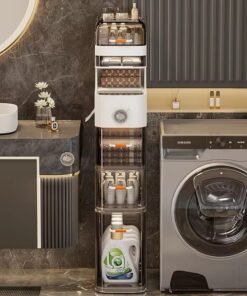 Modern Pp Multifunctional Bathroom Storage Cabinet Space-Saving Square Plastic Injection Moulding
