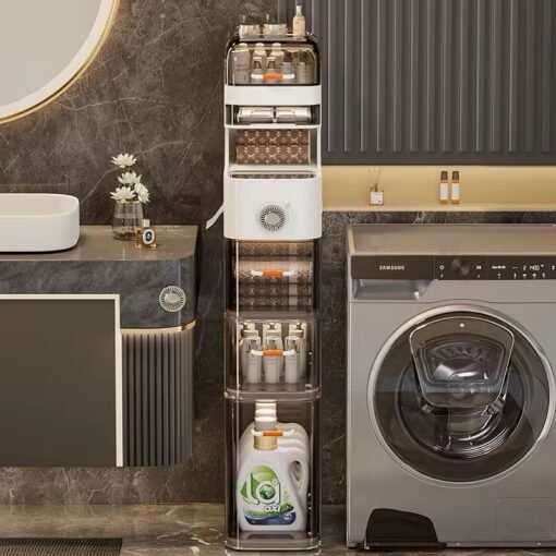 Modern Pp Multifunctional Bathroom Storage Cabinet Space-Saving Square Plastic Injection Moulding