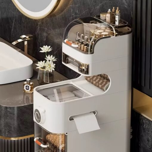 Modern Pp Multifunctional Bathroom Storage Cabinet Space-Saving Square Plastic Injection Moulding