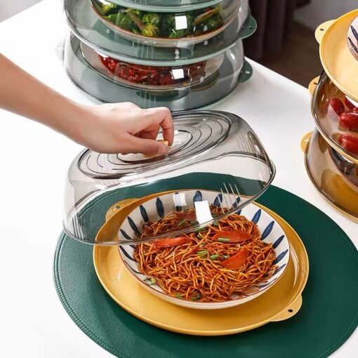 Plastic Microwave Food Plate Container Cover Multi Layer Food Vegetable Cover Heat-insulated vegetable cover